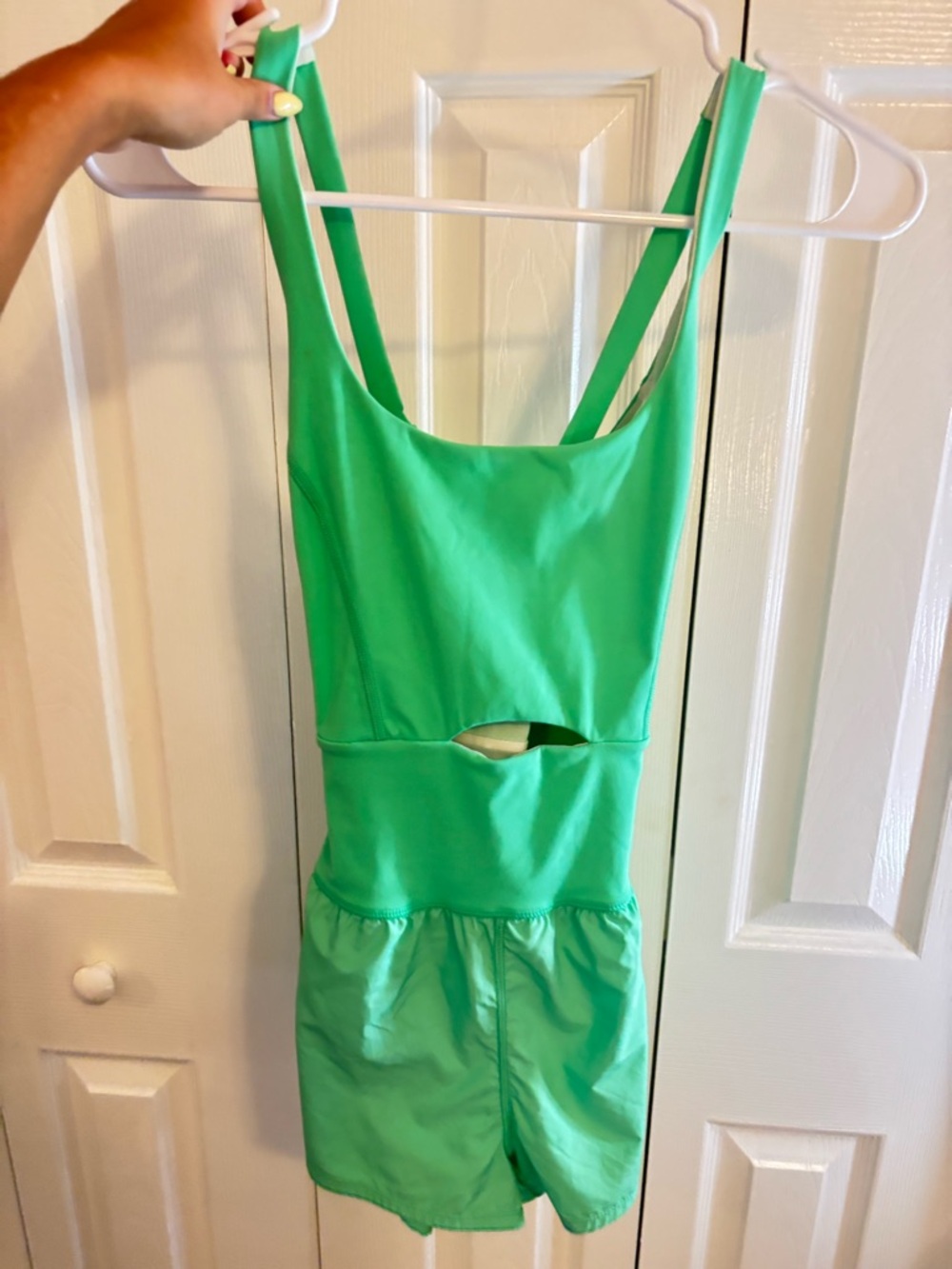 Free People Bright Green Cutout Romper